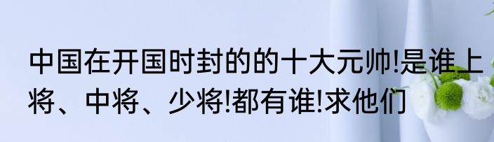 中国在开国时封的的十大元帅!是谁上将、中将、少将!都有谁!求他们