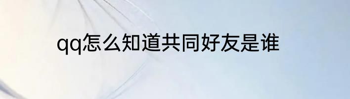 qq怎么知道共同好友是谁
