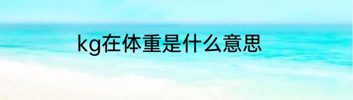 kg在体重是什么意思