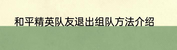 和平精英队友退出组队方法介绍