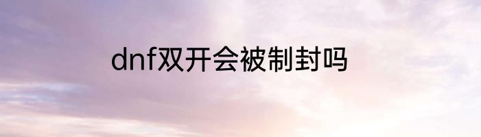 dnf双开会被制封吗