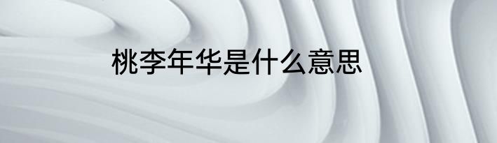 桃李年华是什么意思