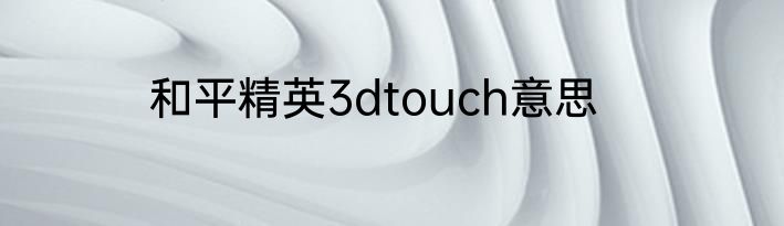 和平精英3dtouch意思