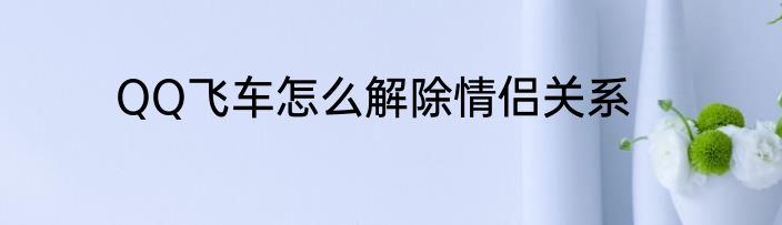 QQ飞车怎么解除情侣关系