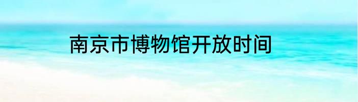 南京市博物馆开放时间