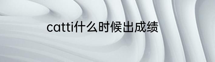 catti什么时候出成绩