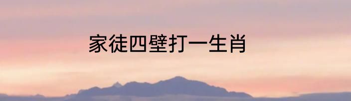 家徒四壁打一生肖