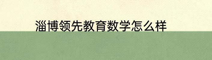 淄博领先教育数学怎么样