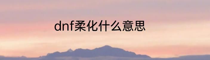 dnf柔化什么意思