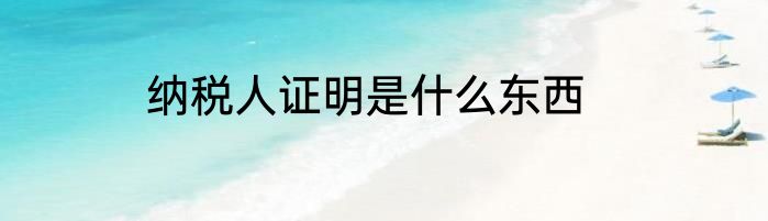 纳税人证明是什么东西