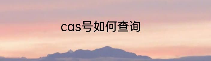 cas号如何查询
