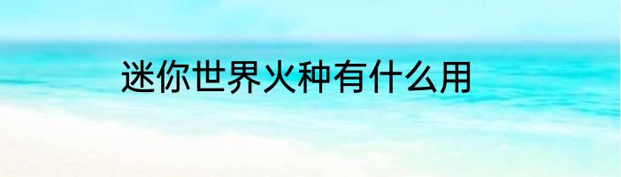 迷你世界火种有什么用