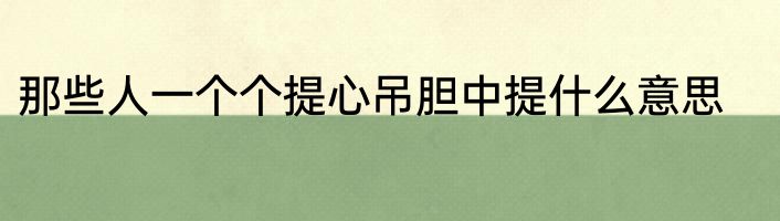 那些人一个个提心吊胆中提什么意思