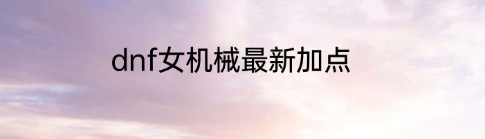 dnf女机械最新加点