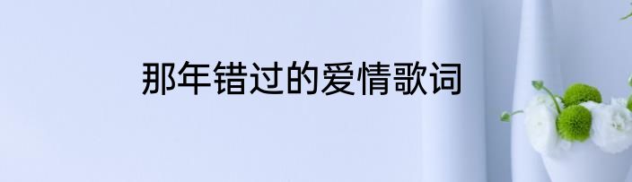 那年错过的爱情歌词