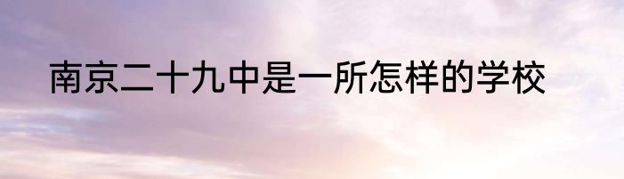 南京二十九中是一所怎样的学校