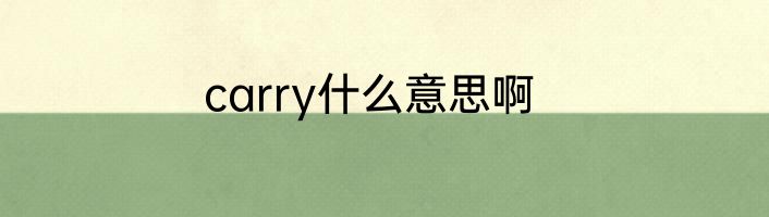 carry什么意思啊