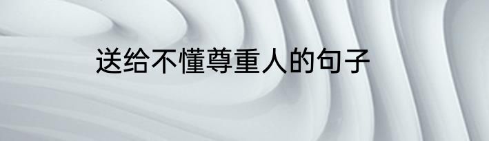 送给不懂尊重人的句子