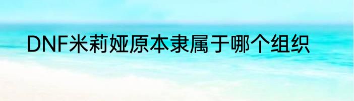 DNF米莉娅原本隶属于哪个组织