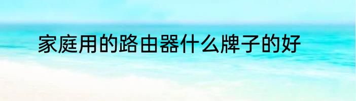 家庭用的路由器什么牌子的好