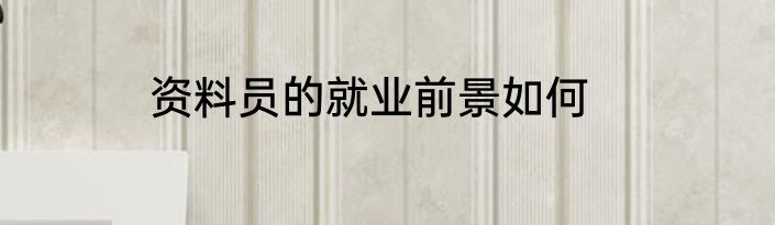 资料员的就业前景如何