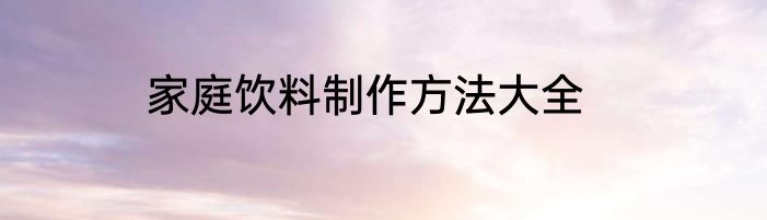 家庭饮料制作方法大全