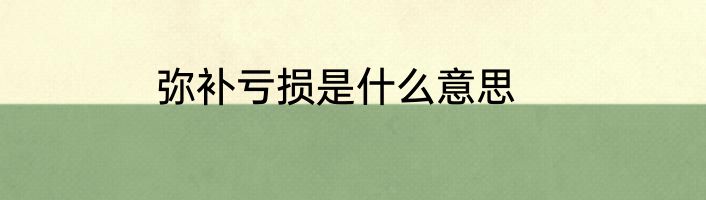 弥补亏损是什么意思