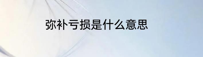 弥补亏损是什么意思