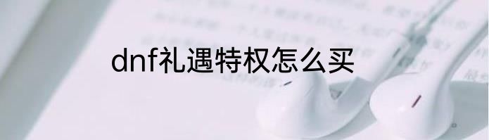 dnf礼遇特权怎么买