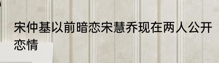 宋仲基以前暗恋宋慧乔现在两人公开恋情