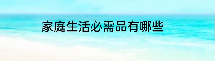 家庭生活必需品有哪些