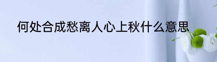 何处合成愁离人心上秋什么意思