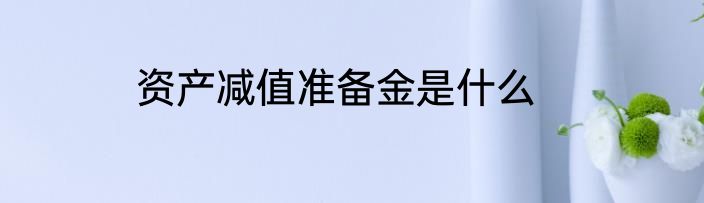资产减值准备金是什么
