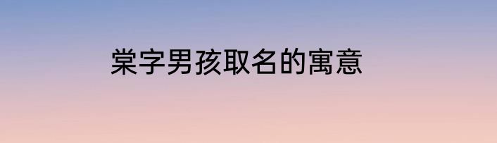 棠字男孩取名的寓意