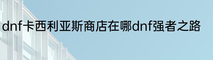 dnf卡西利亚斯商店在哪dnf强者之路