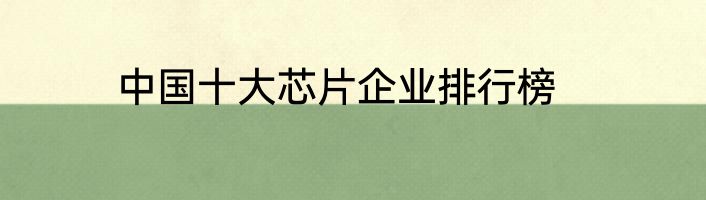 中国十大芯片企业排行榜