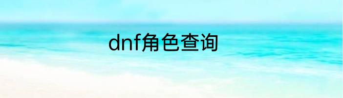 dnf角色查询