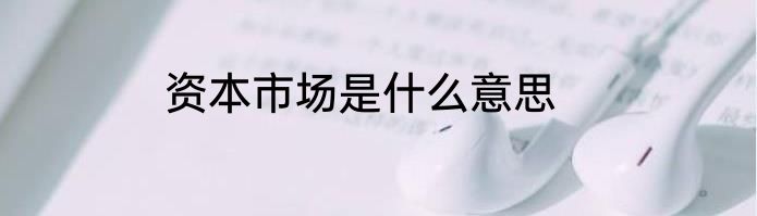 资本市场是什么意思
