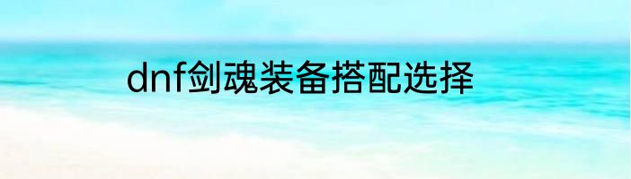 dnf剑魂装备搭配选择