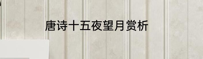 唐诗十五夜望月赏析