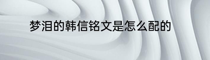 梦泪的韩信铭文是怎么配的