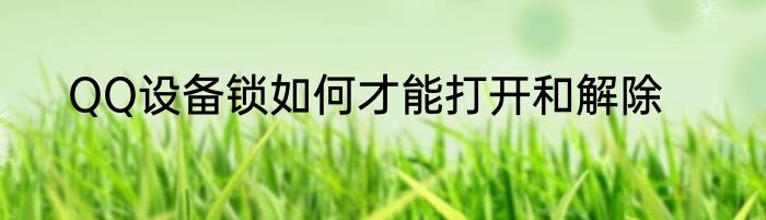 QQ设备锁如何才能打开和解除