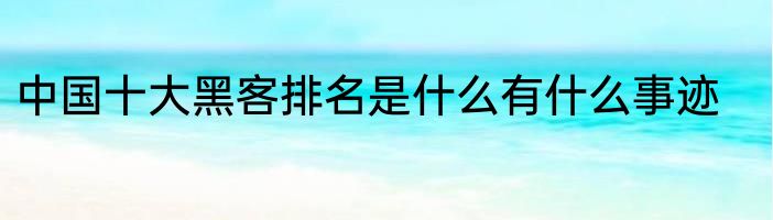 中国十大黑客排名是什么有什么事迹