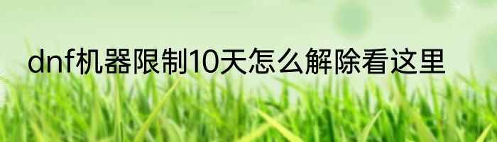 dnf机器限制10天怎么解除看这里