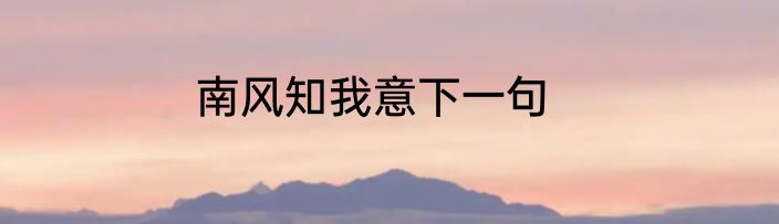 南风知我意下一句