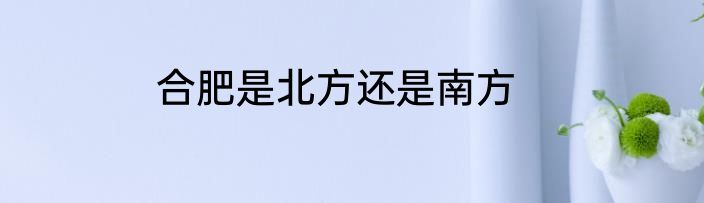 合肥是北方还是南方