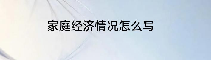 家庭经济情况怎么写
