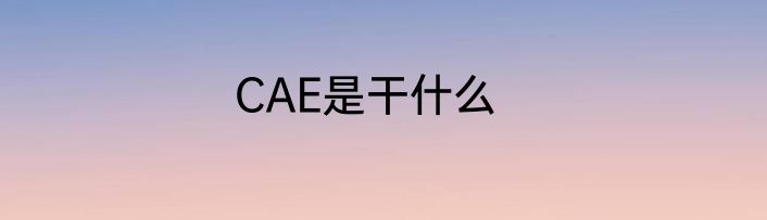 CAE是干什么