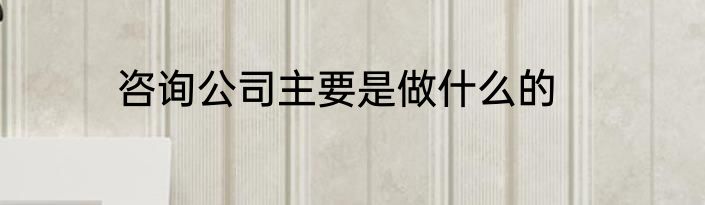 咨询公司主要是做什么的