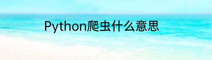 Python爬虫什么意思